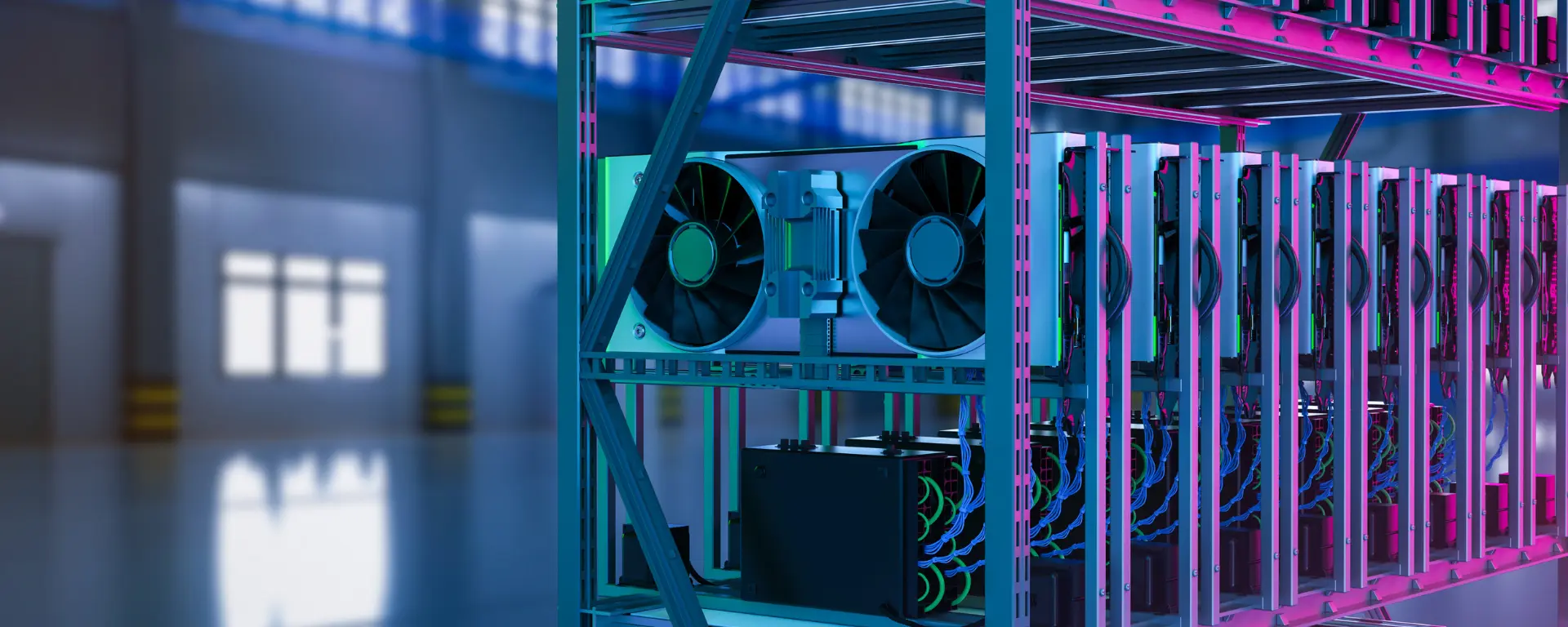 Rows of enterprise server racks with structured cabling inside a data center