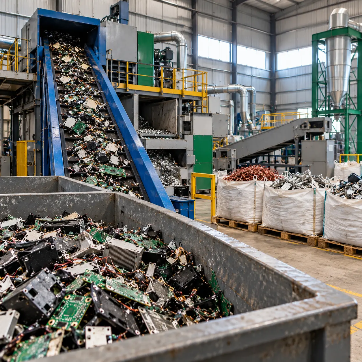 Obsolete circuit boards prepared for recycling