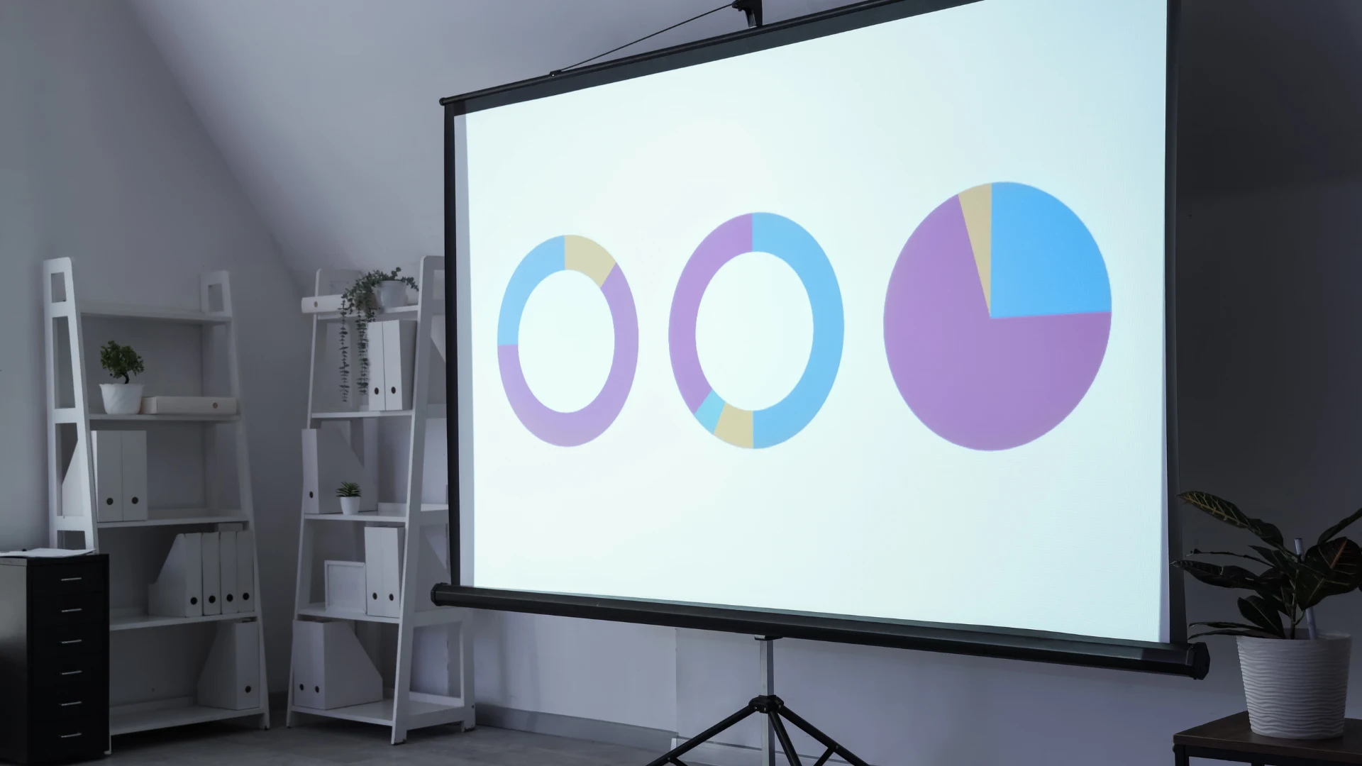Boardroom meeting with a ceiling-mounted projector
